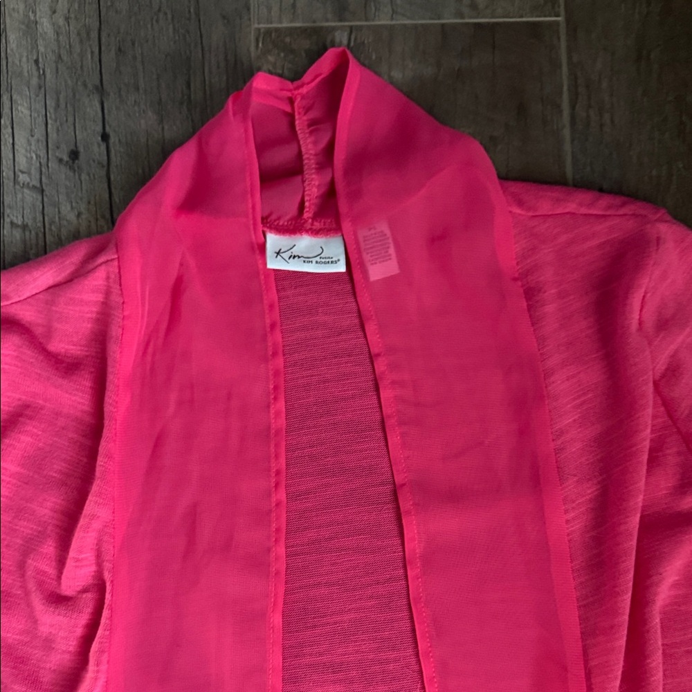 Karen Kane Vibrant Pink Sheer Cardigan new without tags